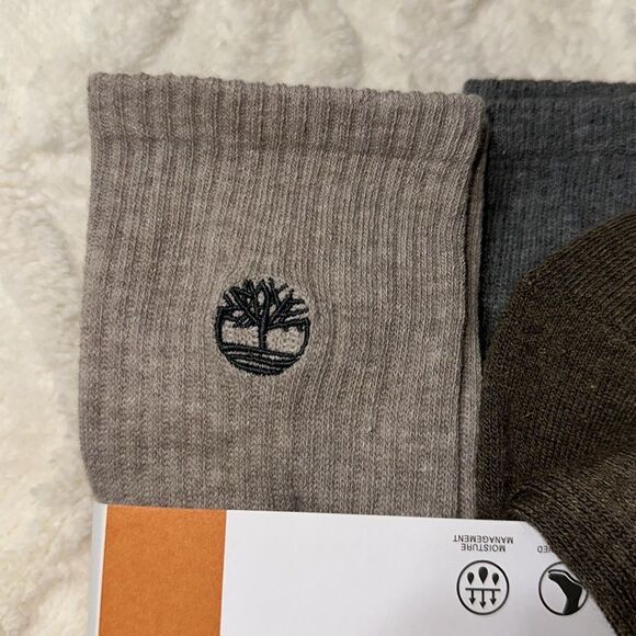 Timberland L 9-13 Brown Tan Green Gray Performance Cushioned Crew Socks 5pk - Picture 7 of 11